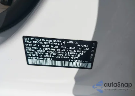 2014 Volkswagen Passat 1.8T Se from USA, damaged, VIN 1VWBS7A39EC096556